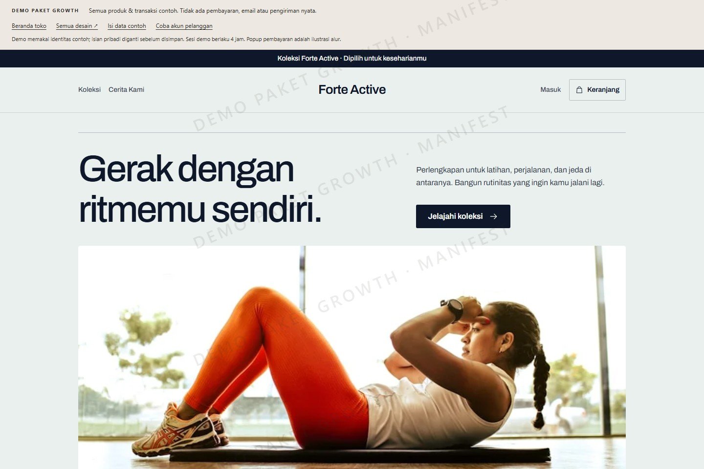 Tampilan toko contoh Forte Active
