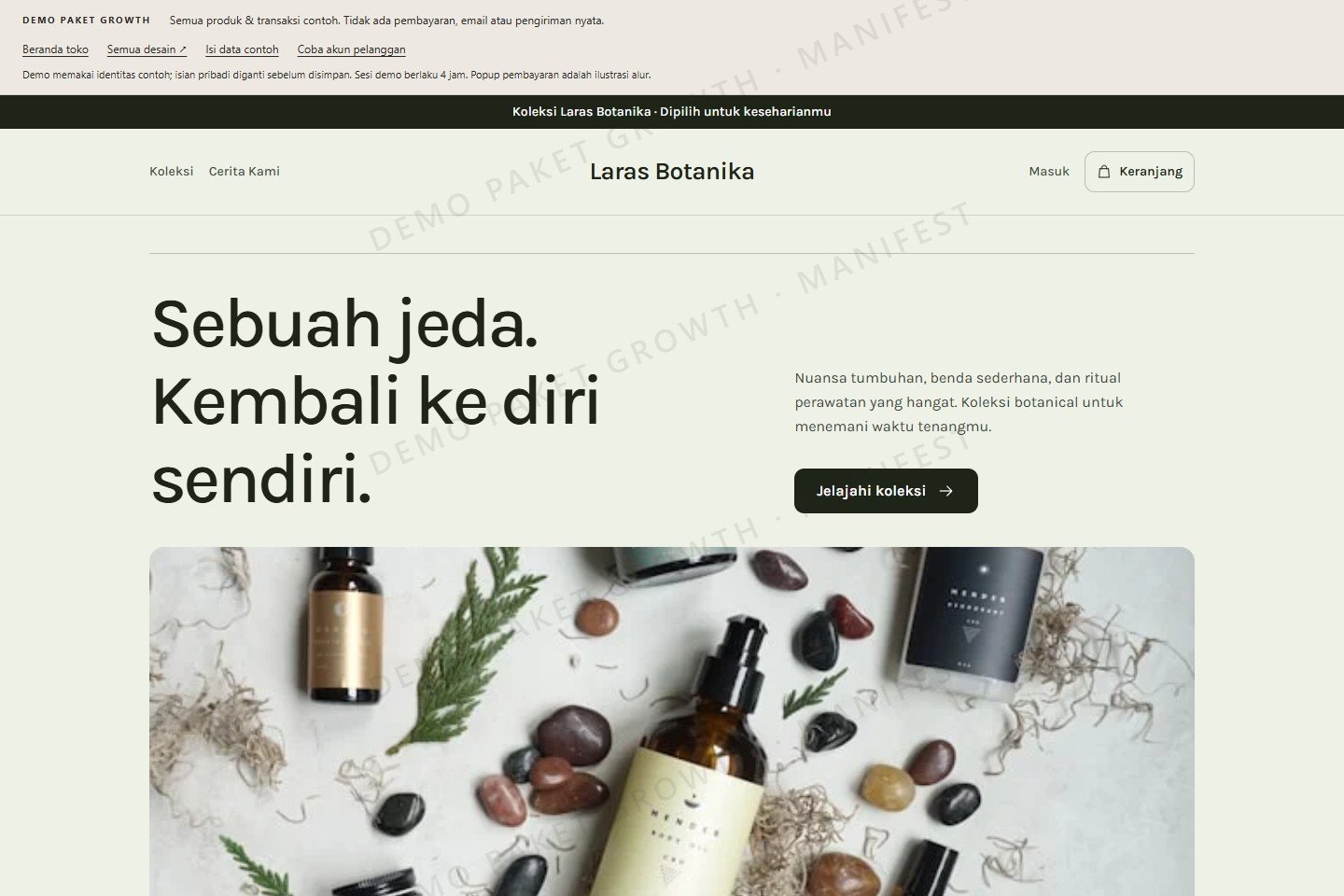 Tampilan toko contoh Laras Botanika