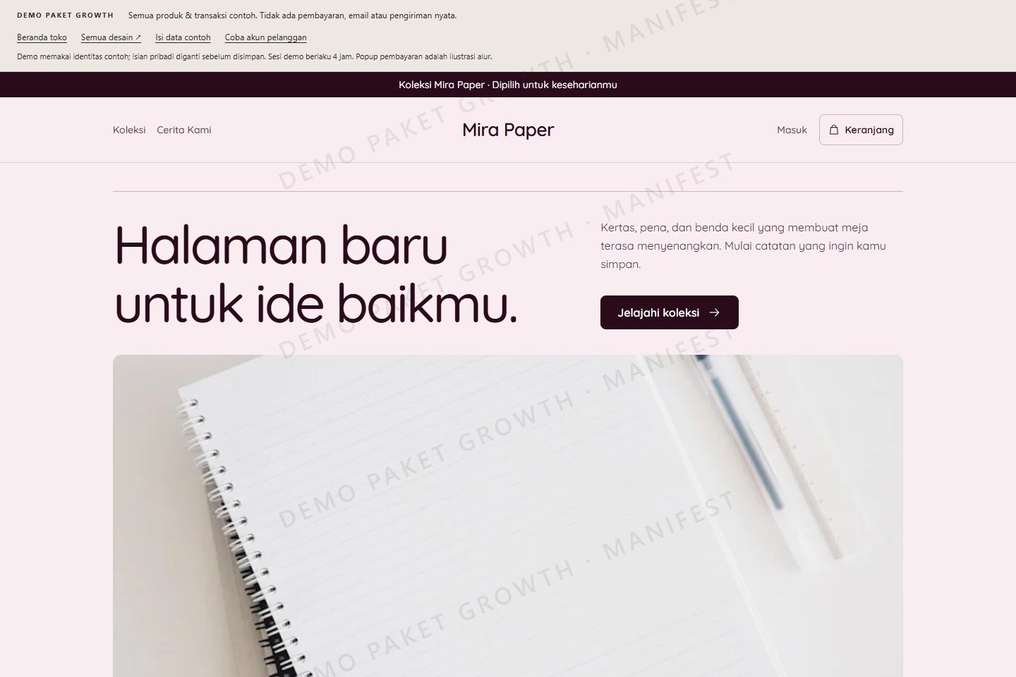 Tampilan toko contoh Mira Paper