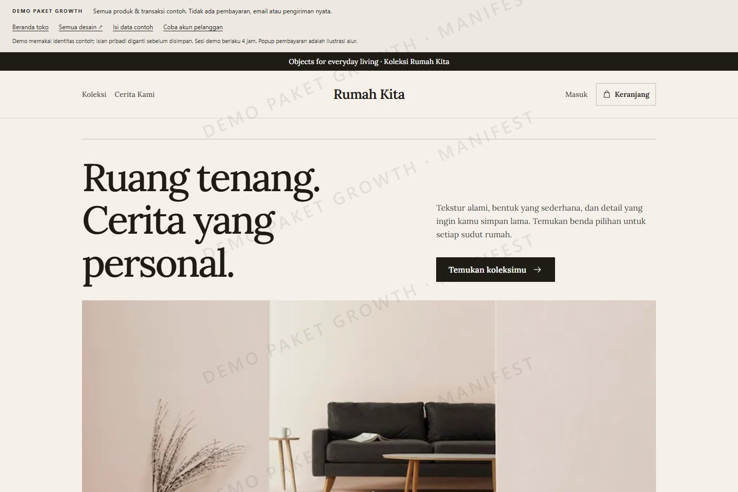 Tampilan toko contoh Rumah Kita