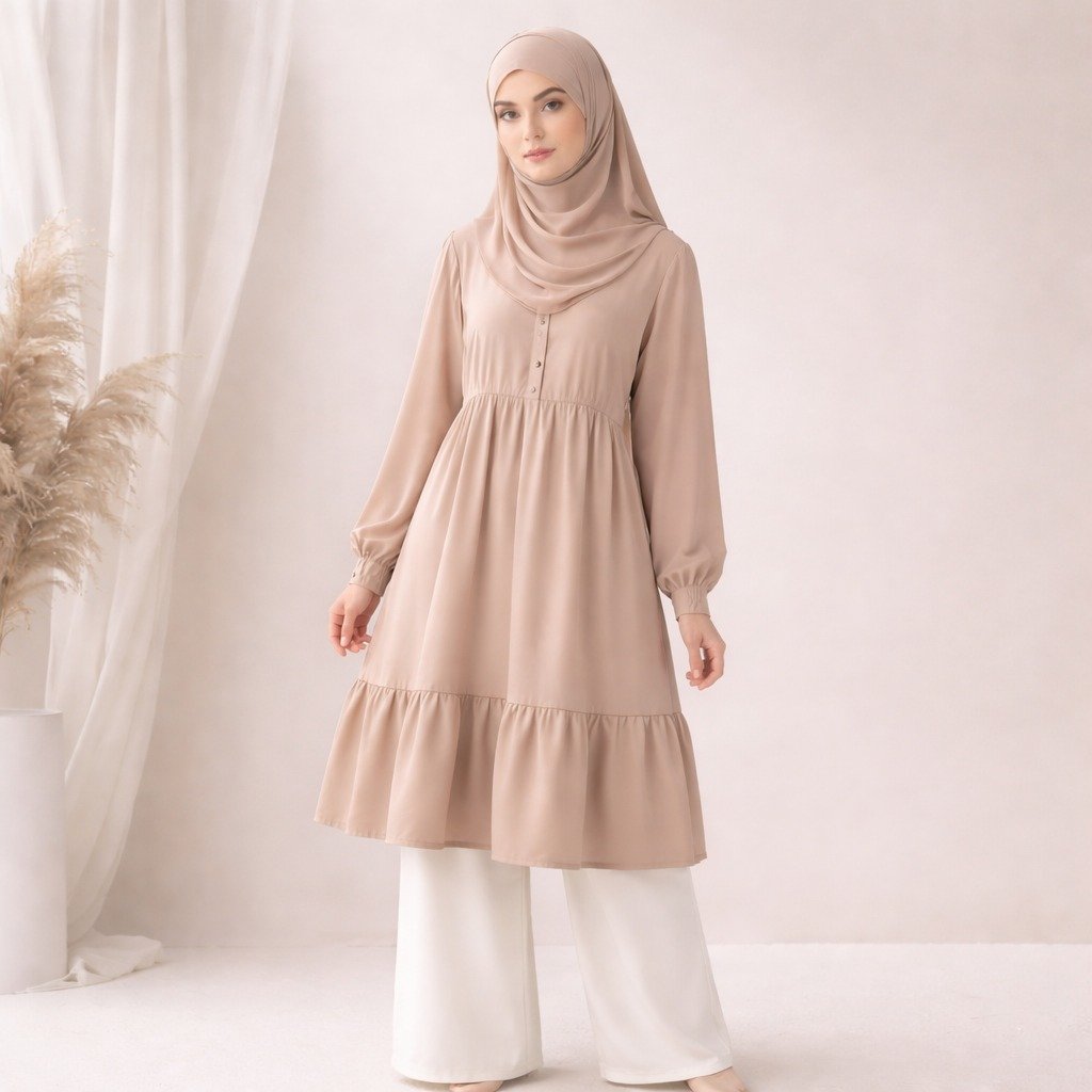 Tunik Salma warna dusty pink