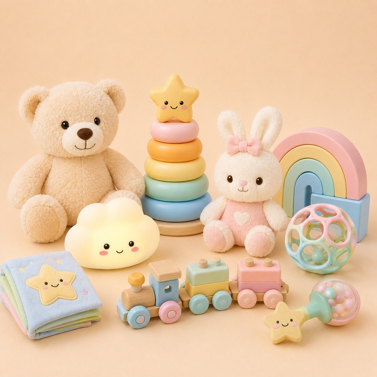 Puzzle Susun Kayu Hewan warna mint pastel