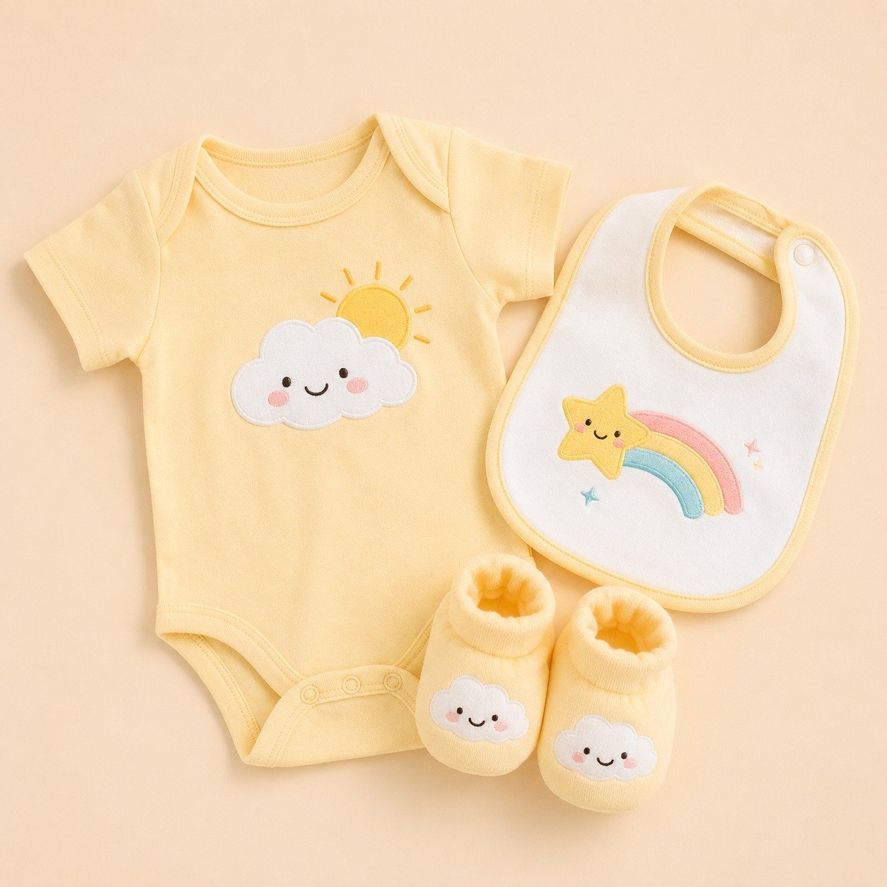 Paket Hadiah Newborn 3 in 1 — setelan bayi, selimut, topi rajut